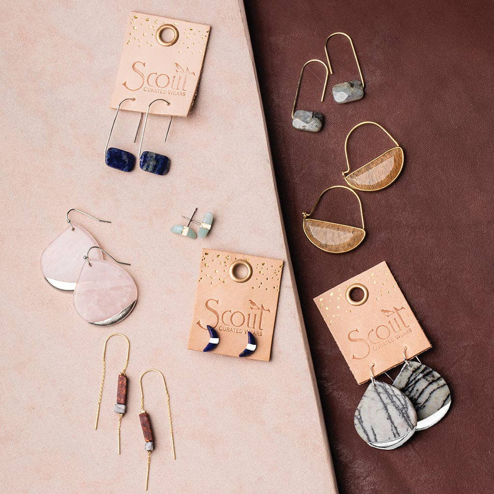 Rectangle Stone Earring - Majestic Jasper/Black/Gold