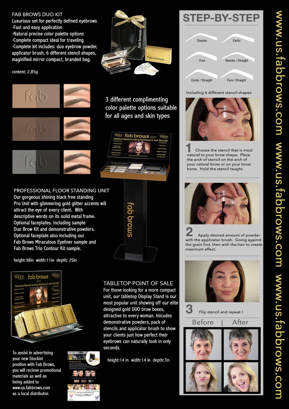 Fab Brows Duo Stencil Eyebrow Kit: Dark Brown / Chocolate