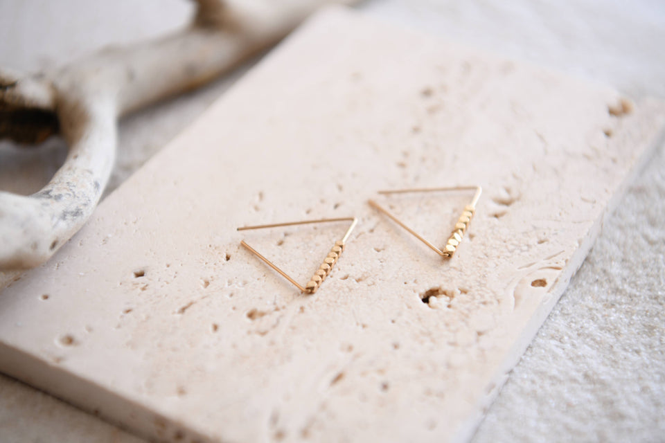 Gold Filled Triangle Hoop Earrings Lightweight Minimalist : Small Triangle Hoops
