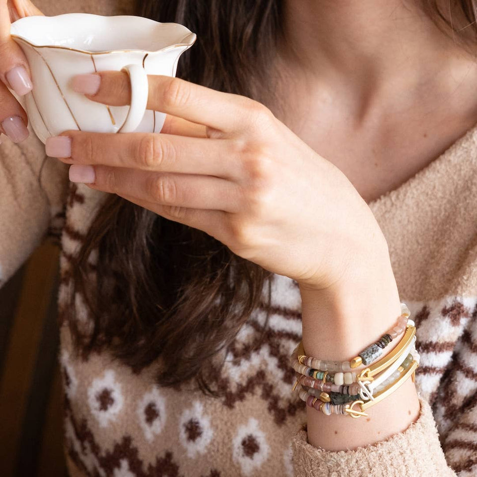 Hidden Message Bracelet - F♥cking Awesome/Aquamarine/Gold