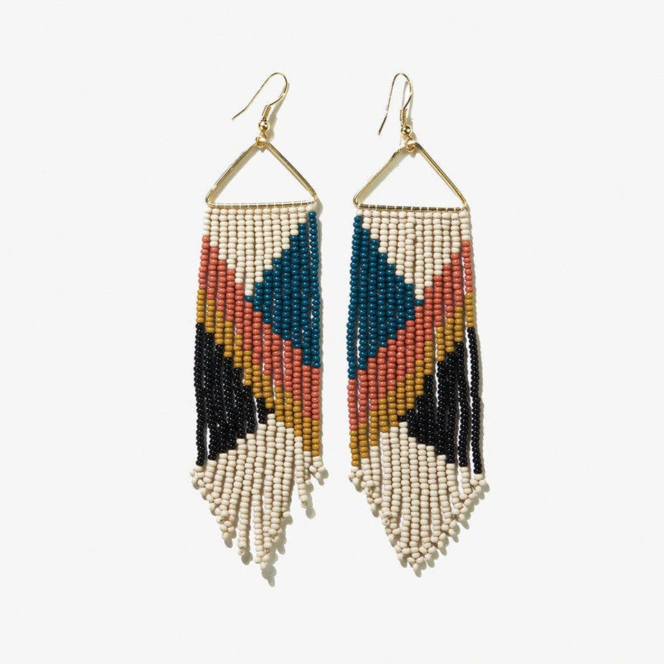 Emilie Angles Beaded Fringe Earrings Rust