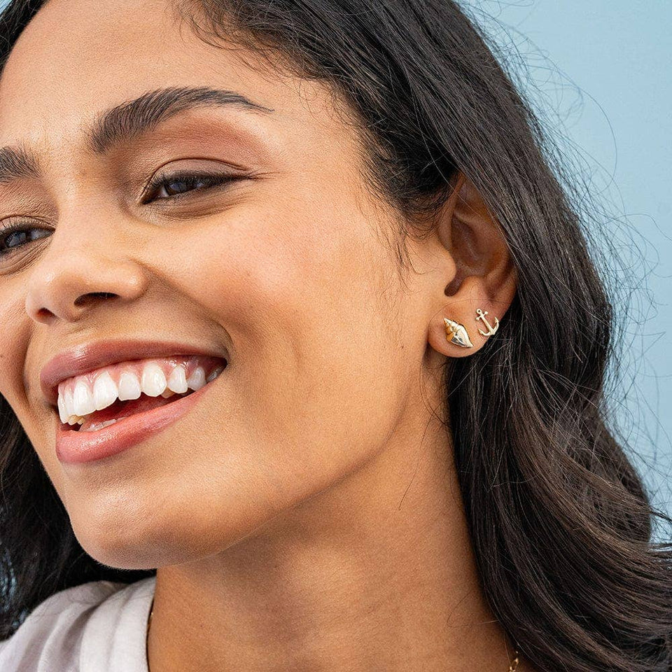 Alice Anchor Brass Post Earrings Brass Wholesale