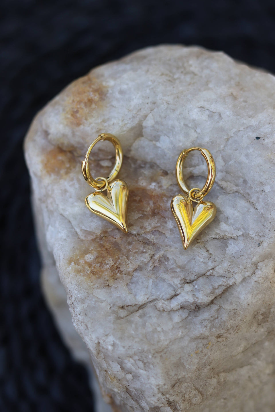 Gold Heart Huggy Earrings (Stainless Steel)