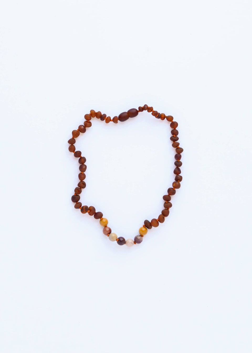 Raw Cognac Baltic Amber + Mookaite Jasper || Necklace: 11" Baby Necklace