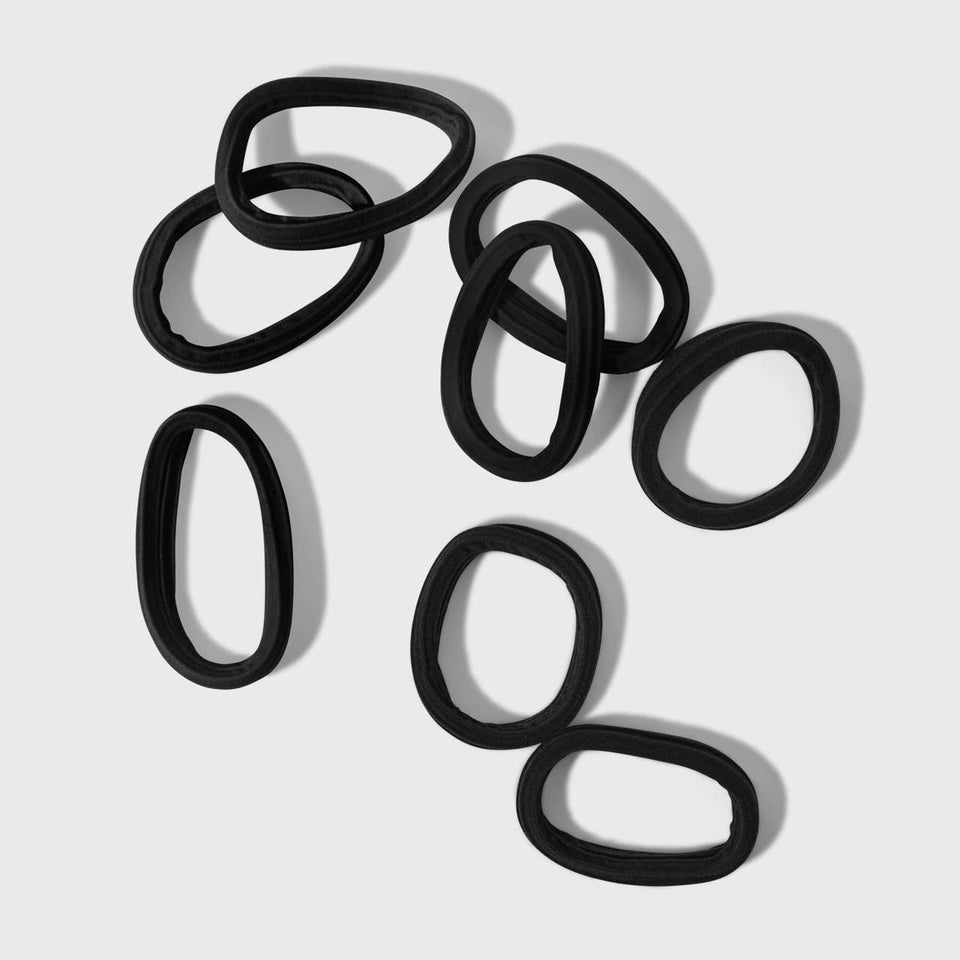 Seamless Elastic Hair Ties 8pc Set- Black