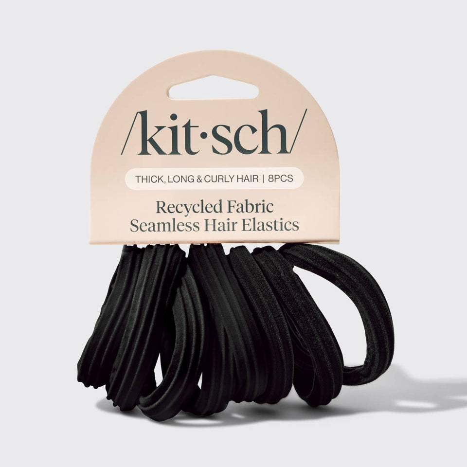 Seamless Elastic Hair Ties 8pc Set- Black