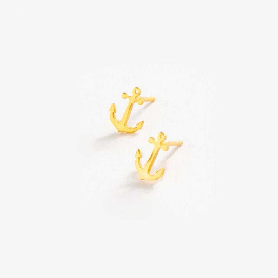 Alice Anchor Brass Post Earrings Brass Wholesale