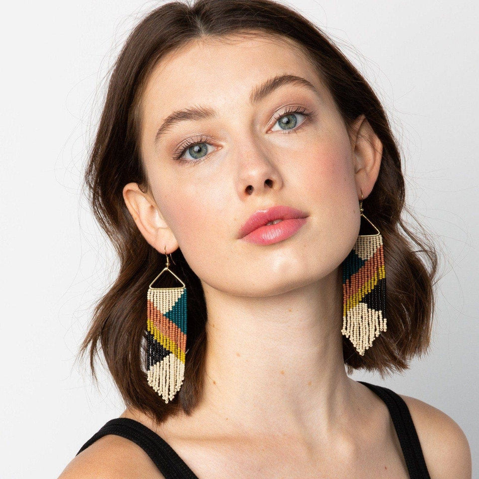 Emilie Angles Beaded Fringe Earrings Rust