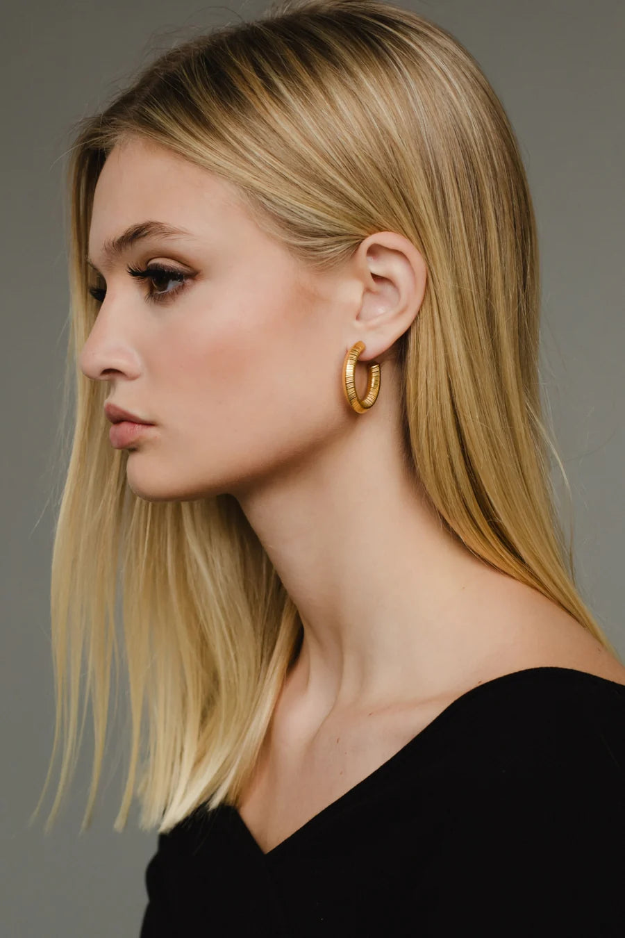 Gold Textured Hoop Earrings