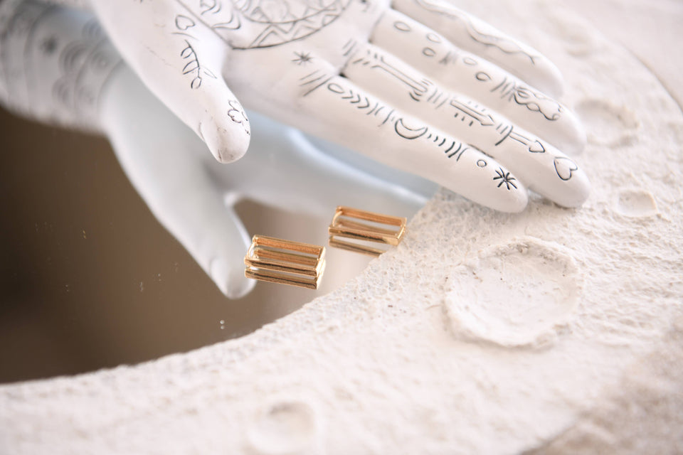 Gold-Plated Stainless-Steel Earrings: Gold Rectangle